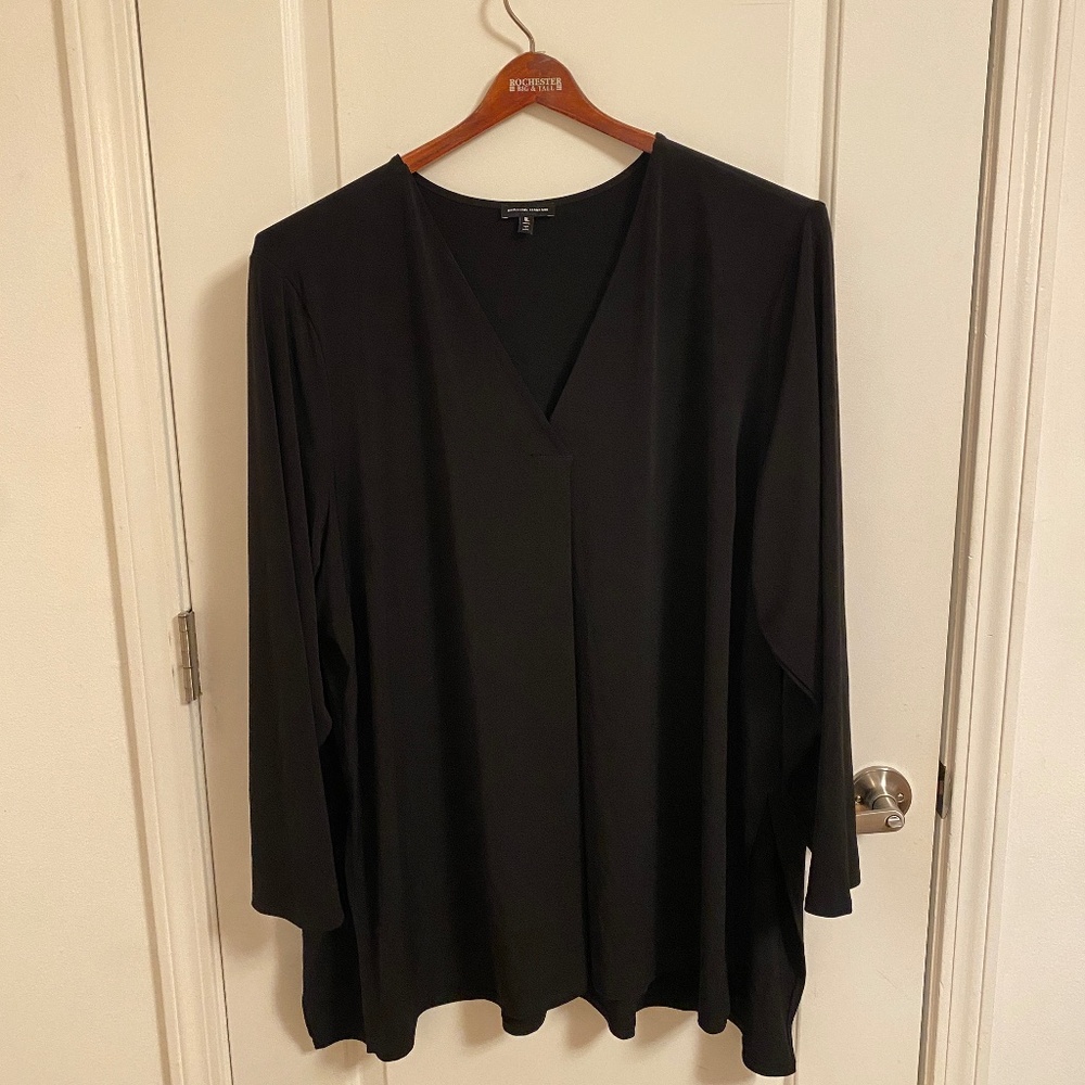 NWT Universal Standard Plus Size XL Black Women's V Neck Long Sleeve Slip Dress